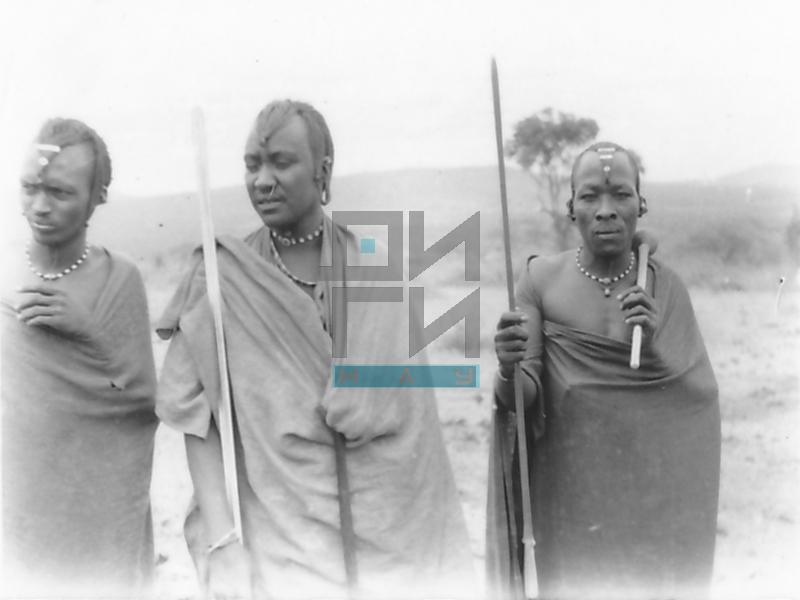 Three Maasai Warriors in Traditional Gown (VZP.N.190-10)