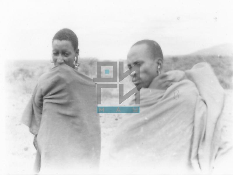 Two Maasai Warriors Wearing Traditional Gown (VZP.N.190-11)
